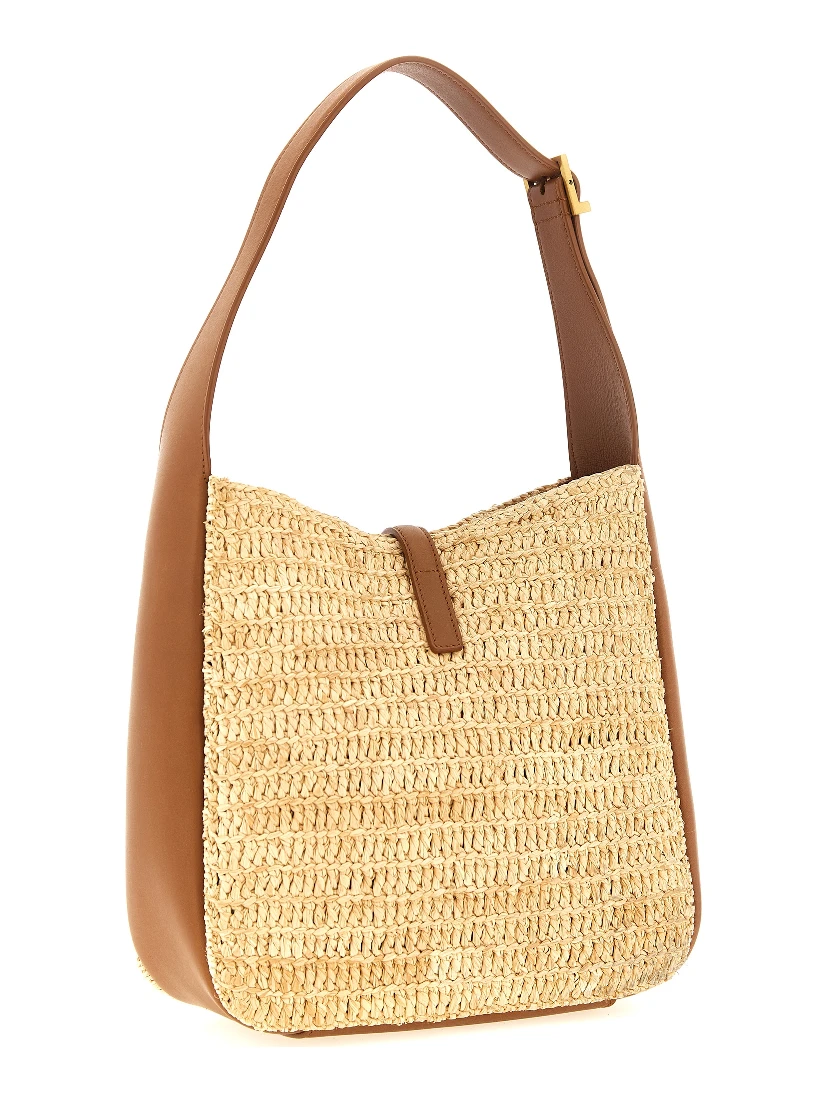 Beige Raffia Shoulder Bag