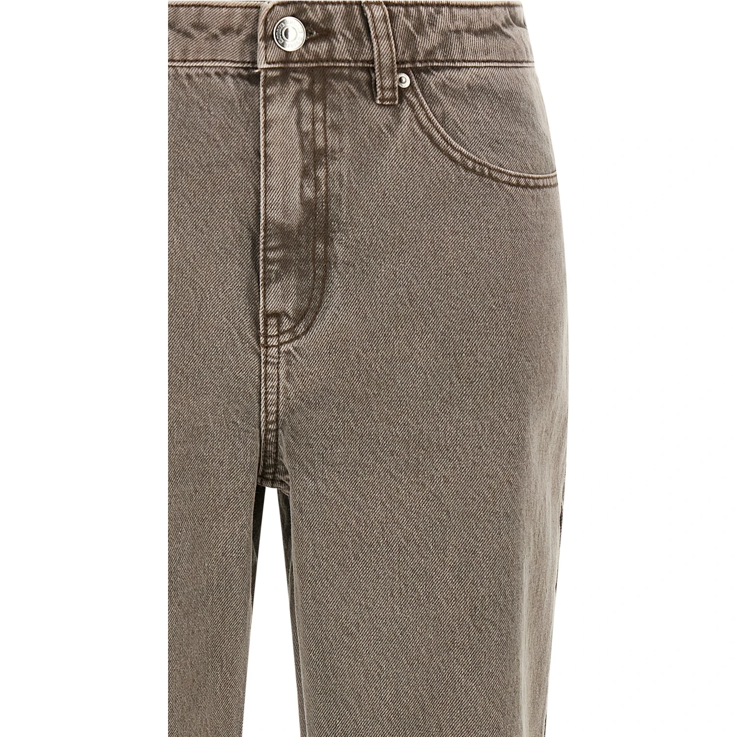 Brown Cotton Straight-Leg Jeans