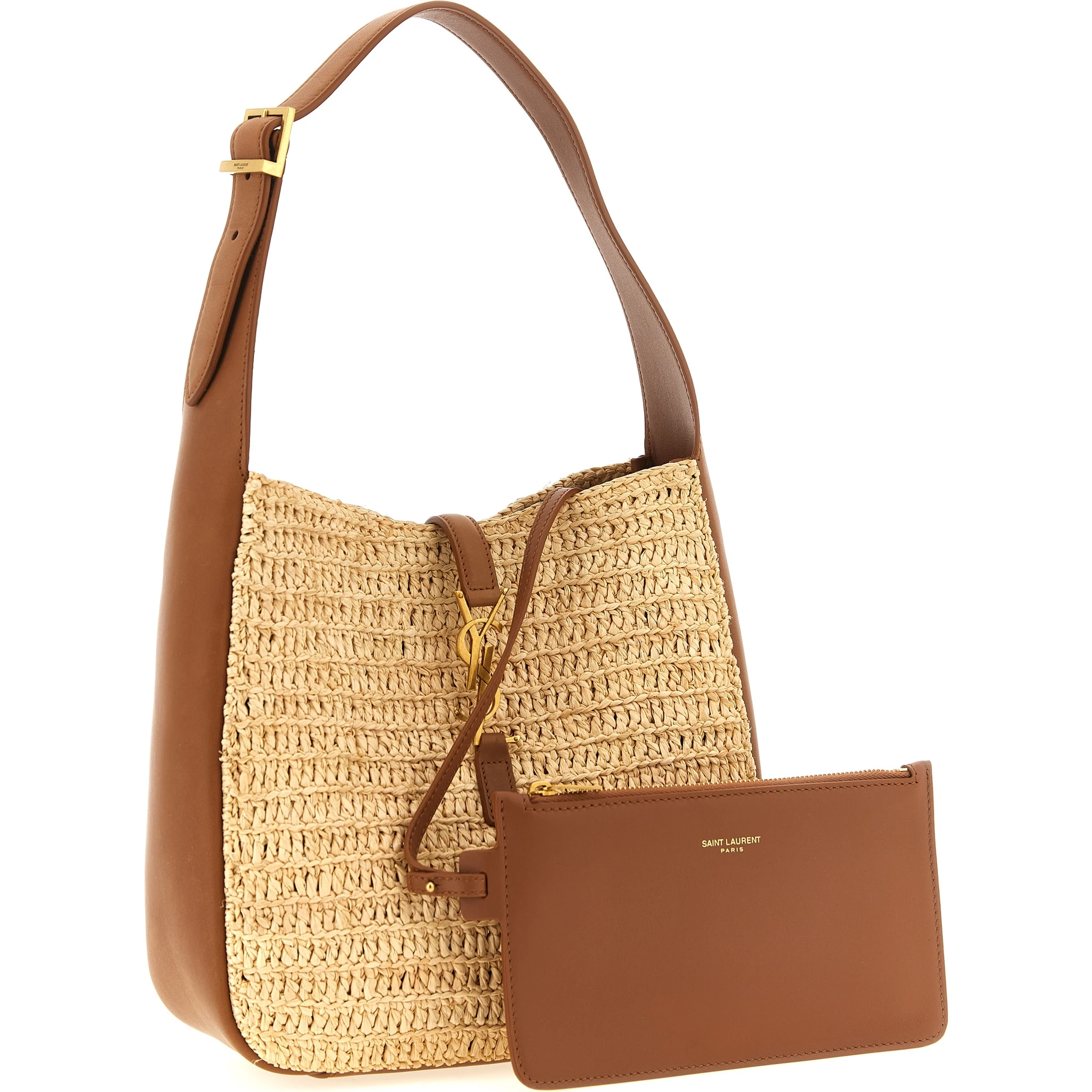 Beige Raffia Shoulder Bag