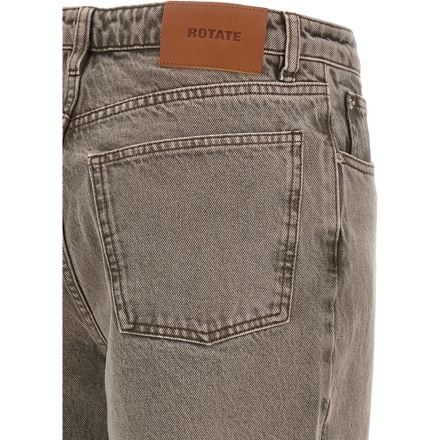 Brown Cotton Straight-Leg Jeans