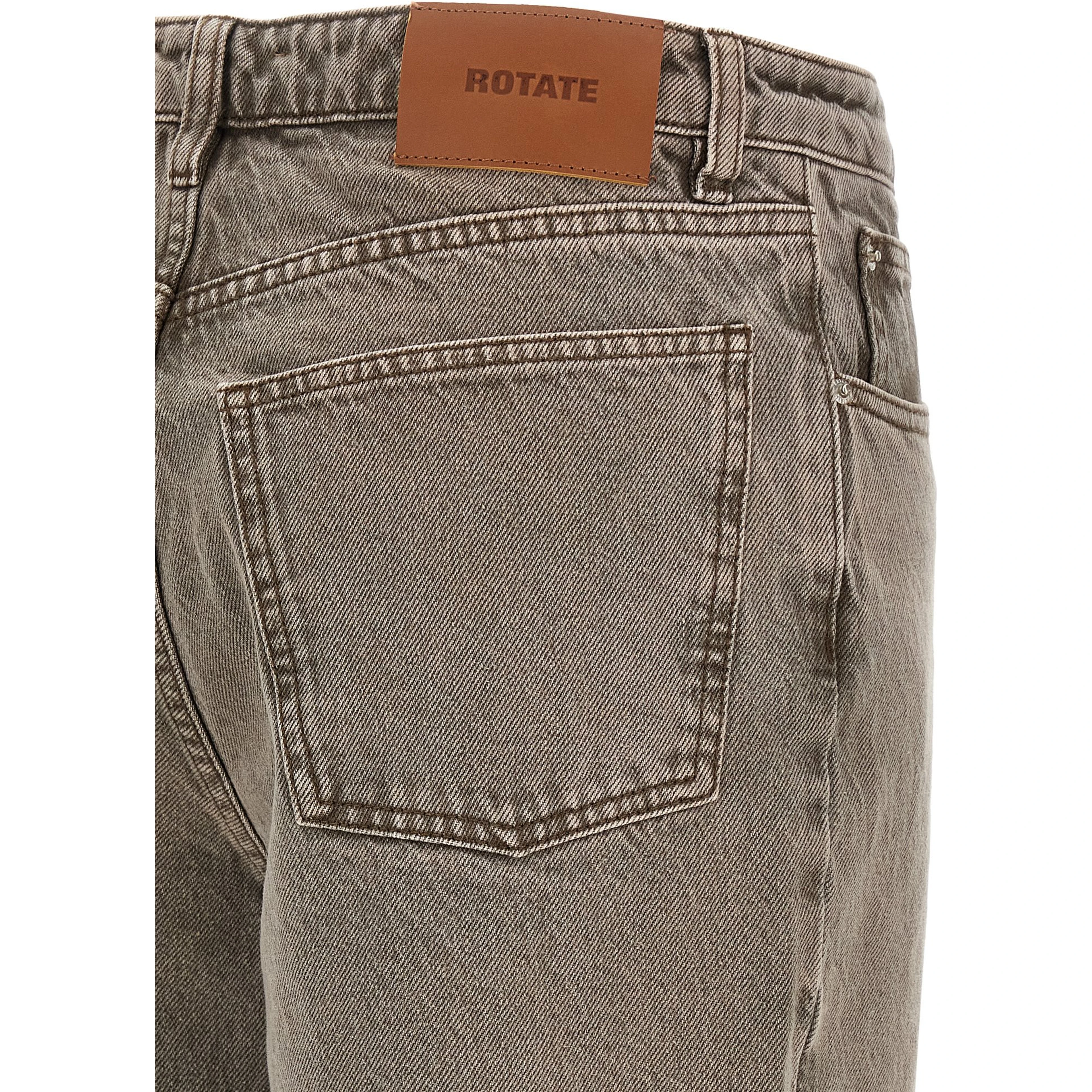 Brown Cotton Straight-Leg Jeans