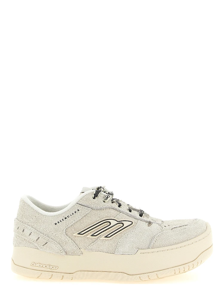 Beige Bovine Leather Platform Sneakers
