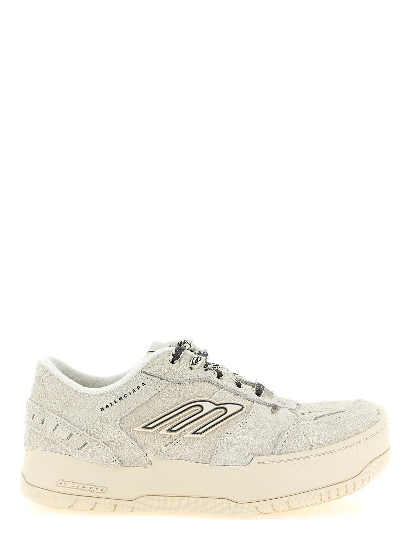 Beige Bovine Leather Platform Sneakers