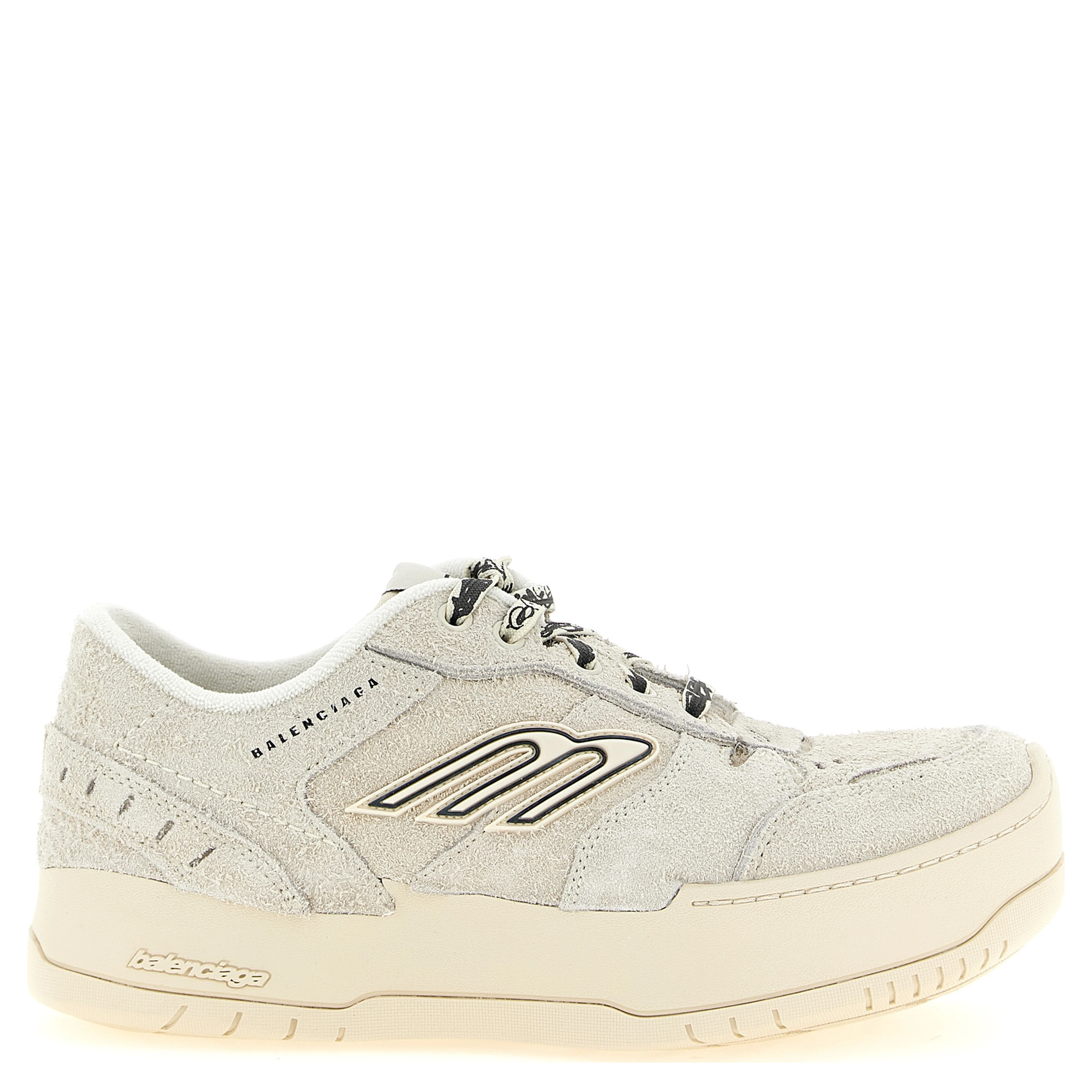 Beige Bovine Leather Platform Sneakers