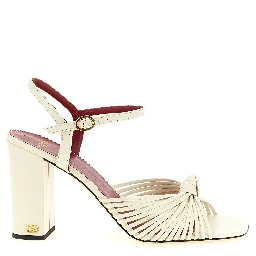 White Goatskin Stiletto Heel Sandals