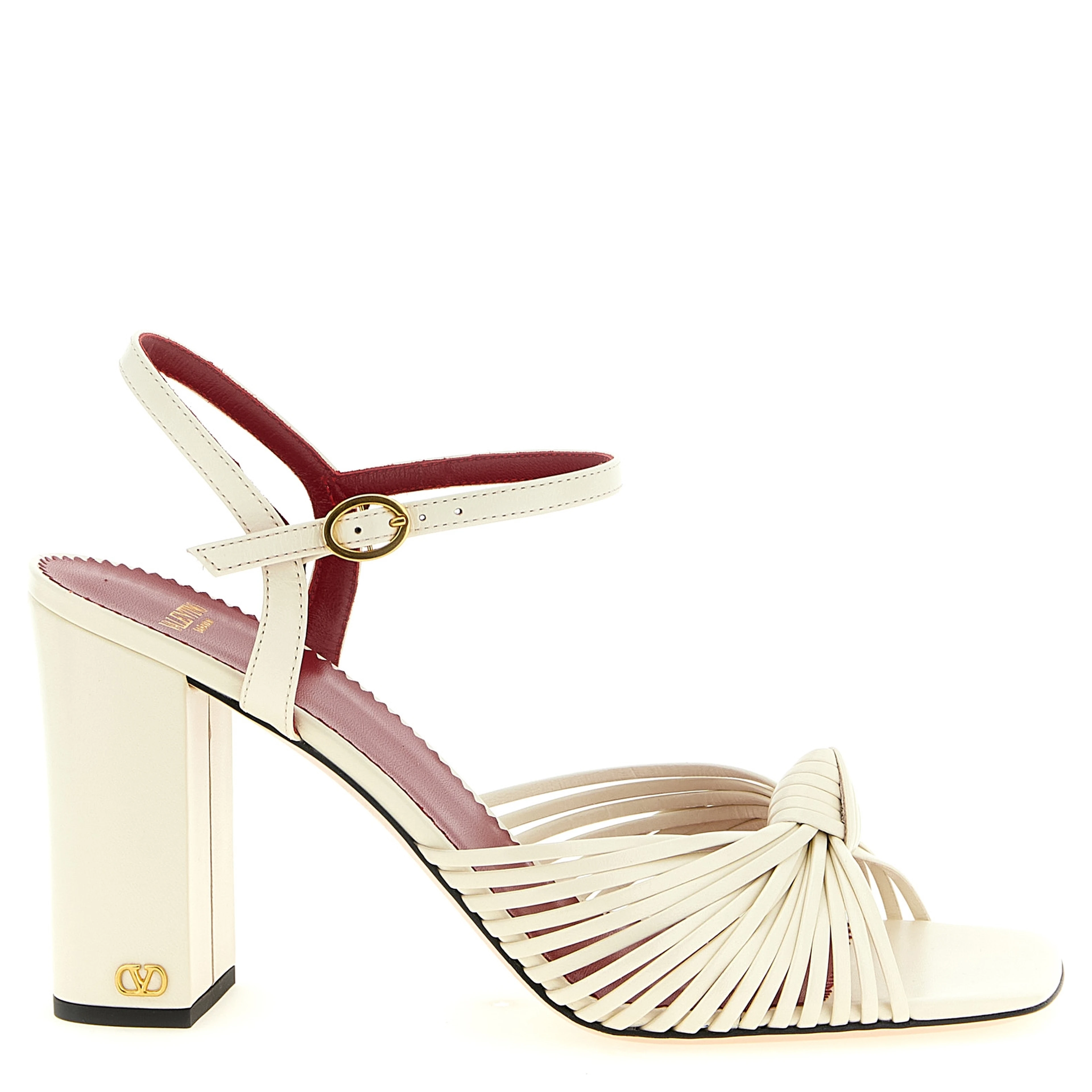 White Goatskin Stiletto Heel Sandals