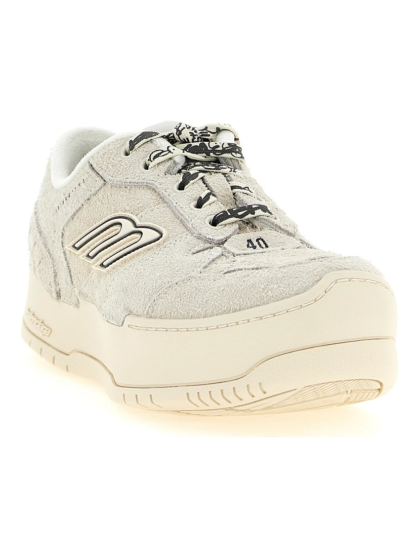Beige Bovine Leather Platform Sneakers