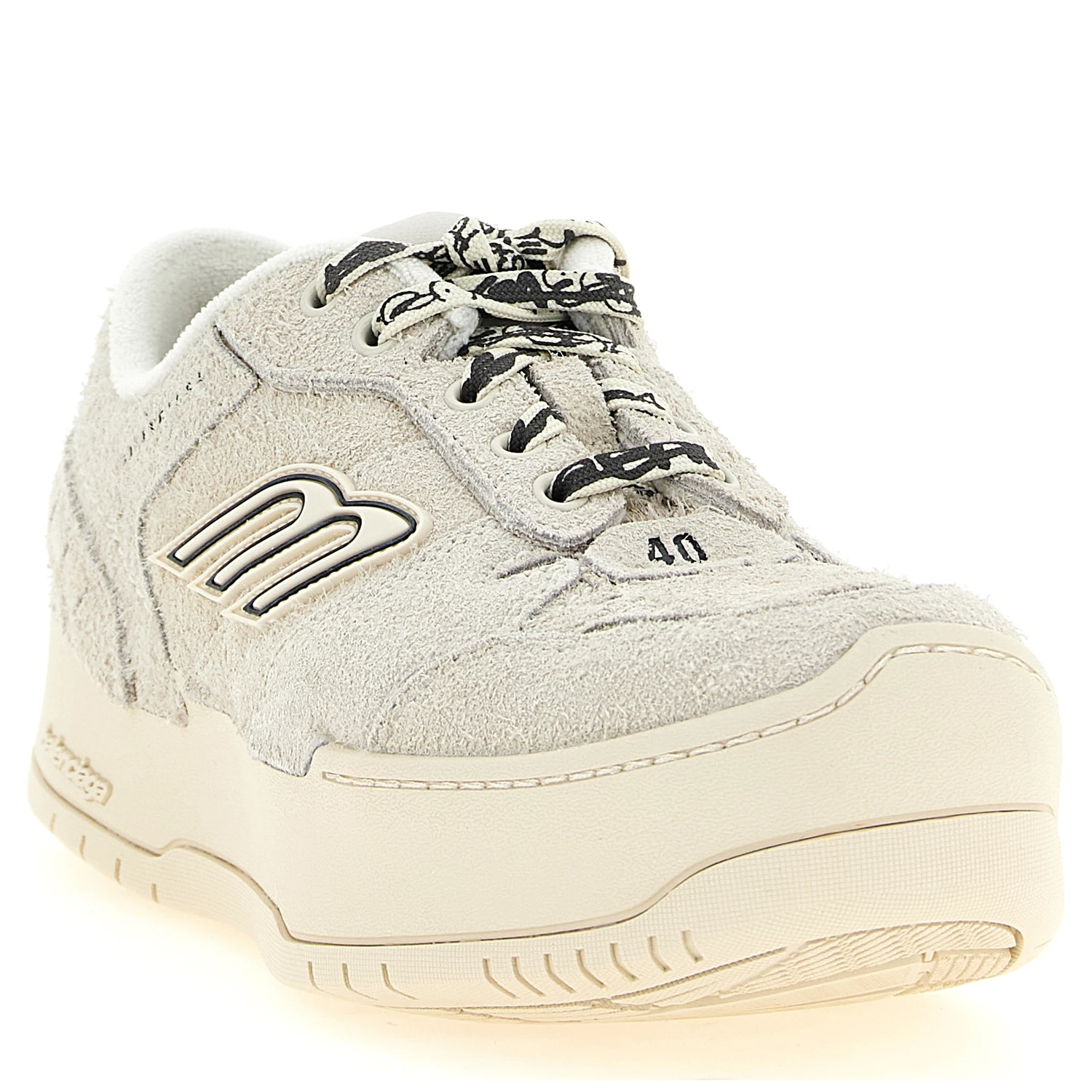 Beige Bovine Leather Platform Sneakers