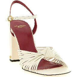 White Goatskin Stiletto Heel Sandals