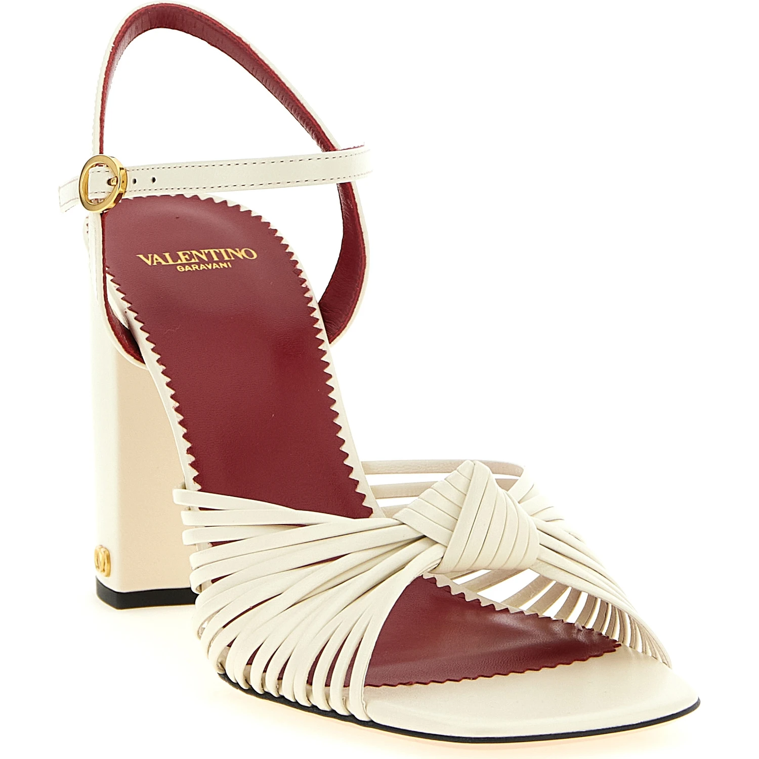 White Goatskin Stiletto Heel Sandals
