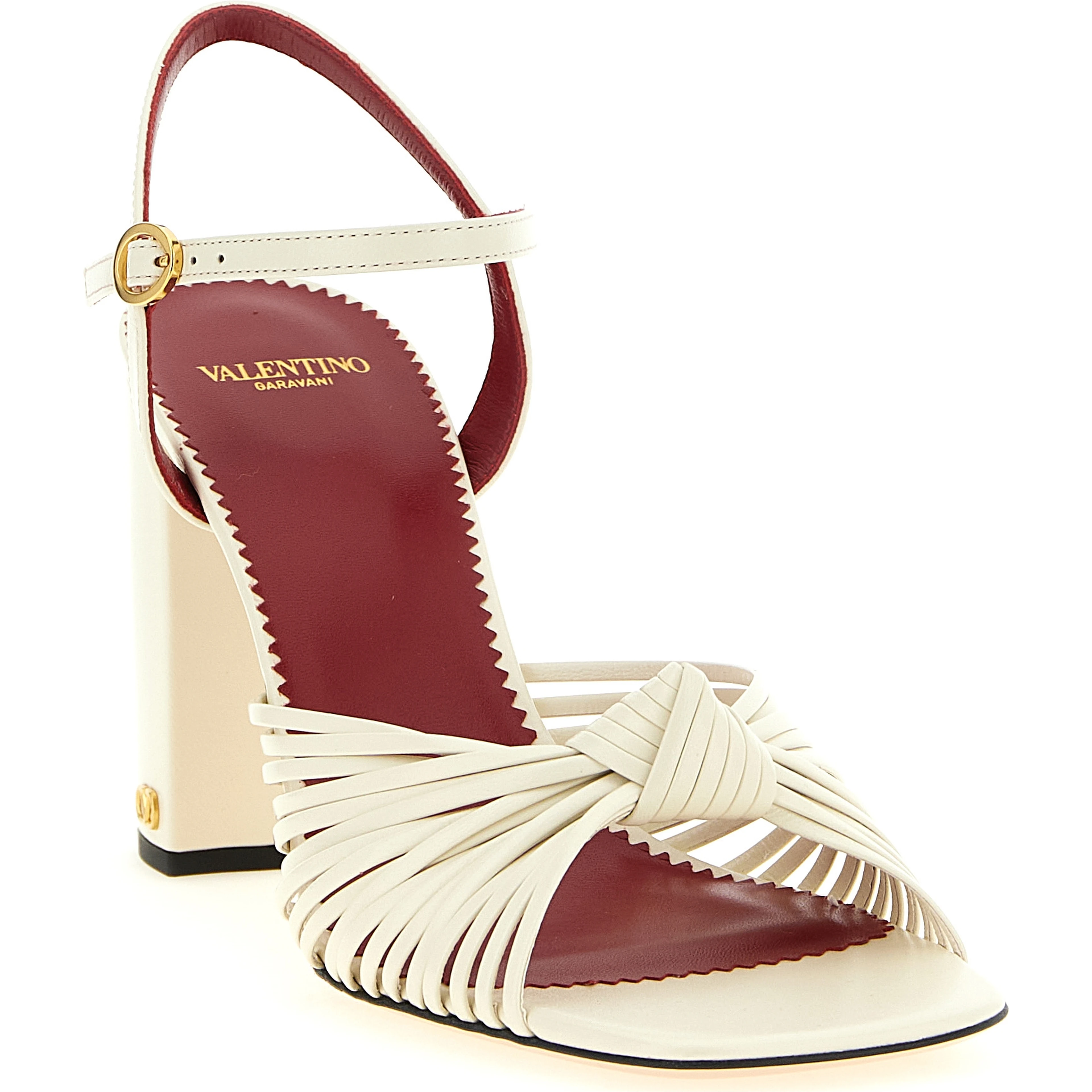 White Goatskin Stiletto Heel Sandals