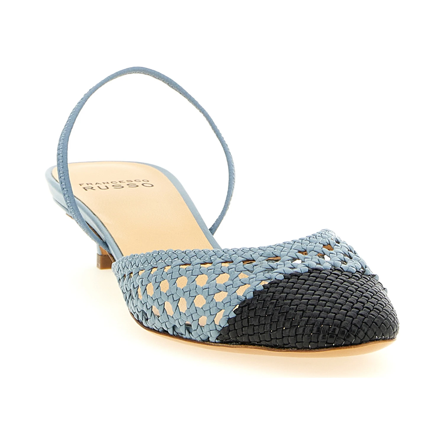 Blue Goatskin Mid Heel Pumps