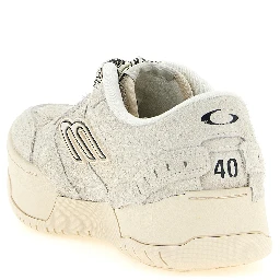 Beige Bovine Leather Platform Sneakers