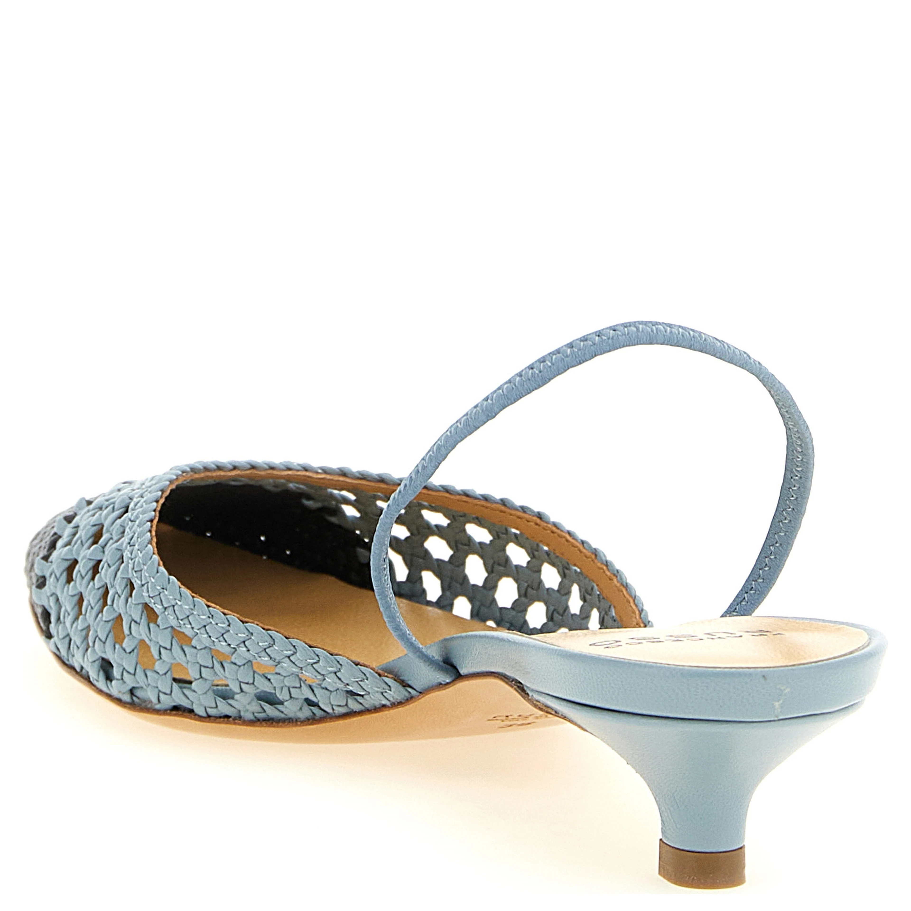 Blue Goatskin Mid Heel Pumps