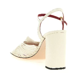 White Goatskin Stiletto Heel Sandals