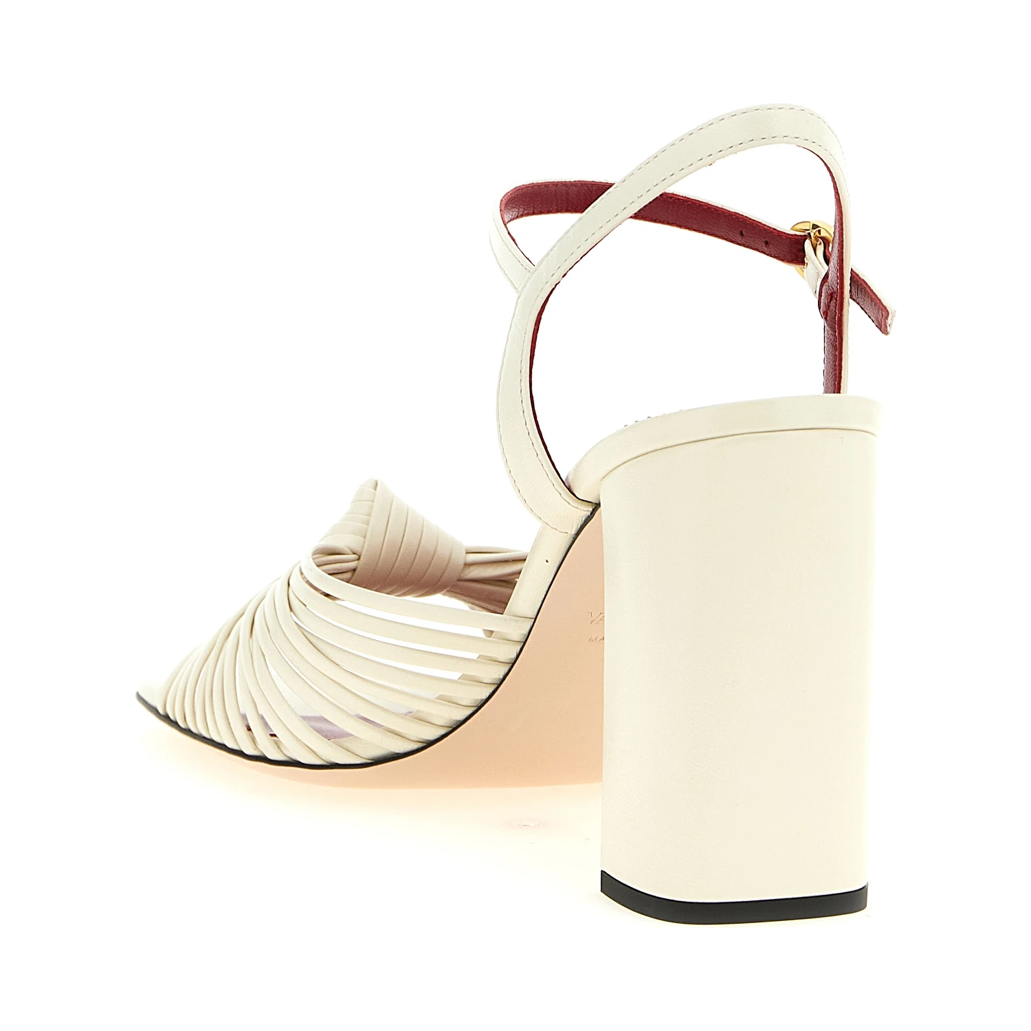 White Goatskin Stiletto Heel Sandals