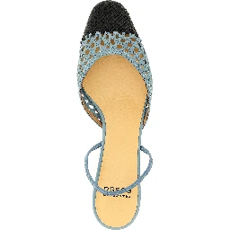 Blue Goatskin Mid Heel Pumps