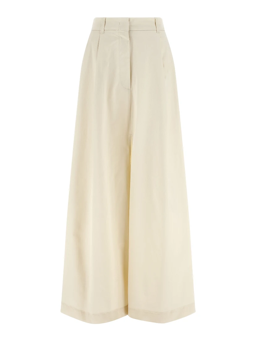 Beige Cotton Mini Skirt