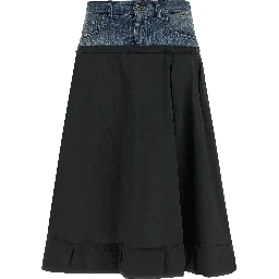 Multicolor Polyester Midi Skirt