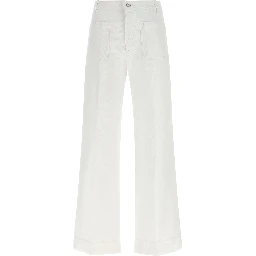 White Cotton Flared Jeans