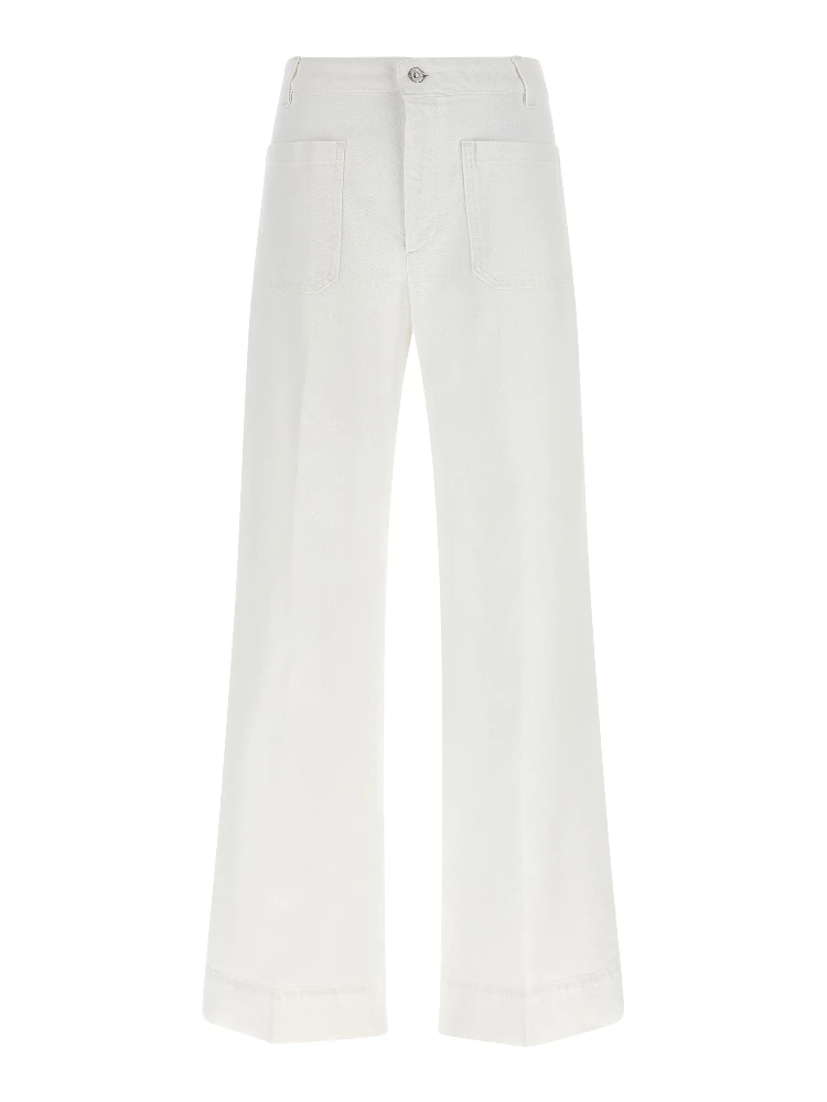 White Cotton Flared Jeans