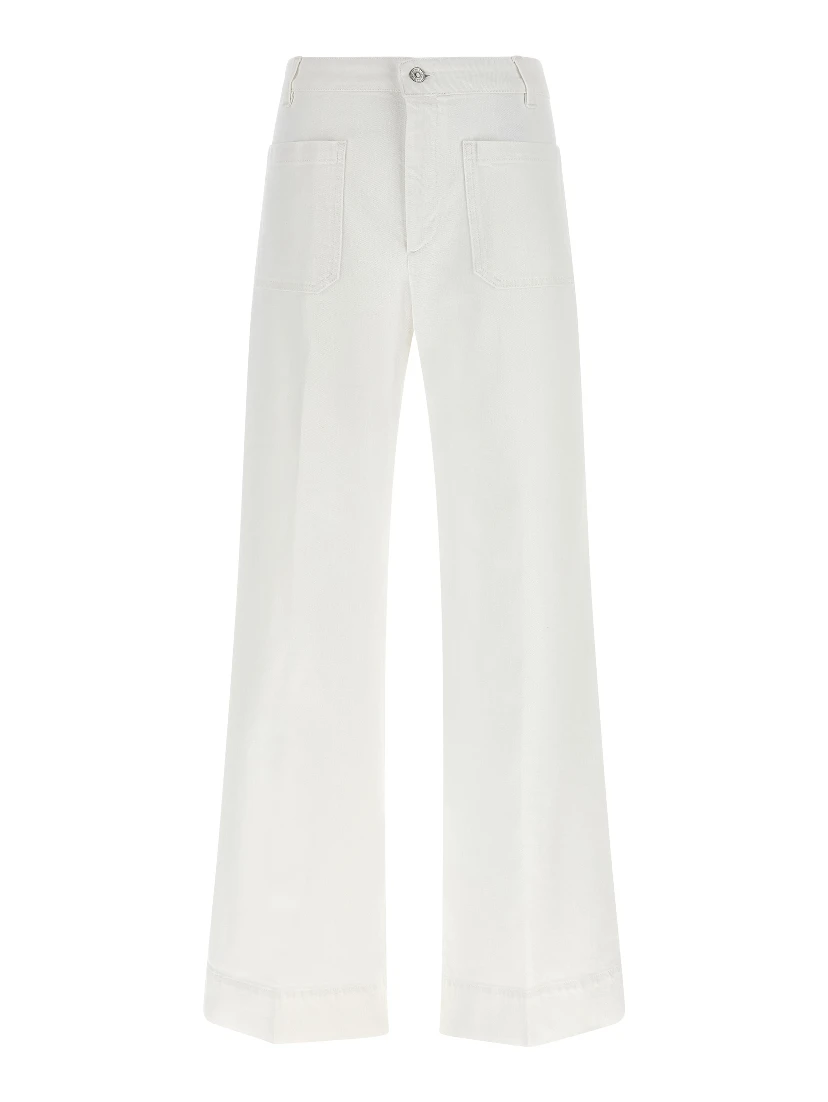 White Cotton Flared Jeans