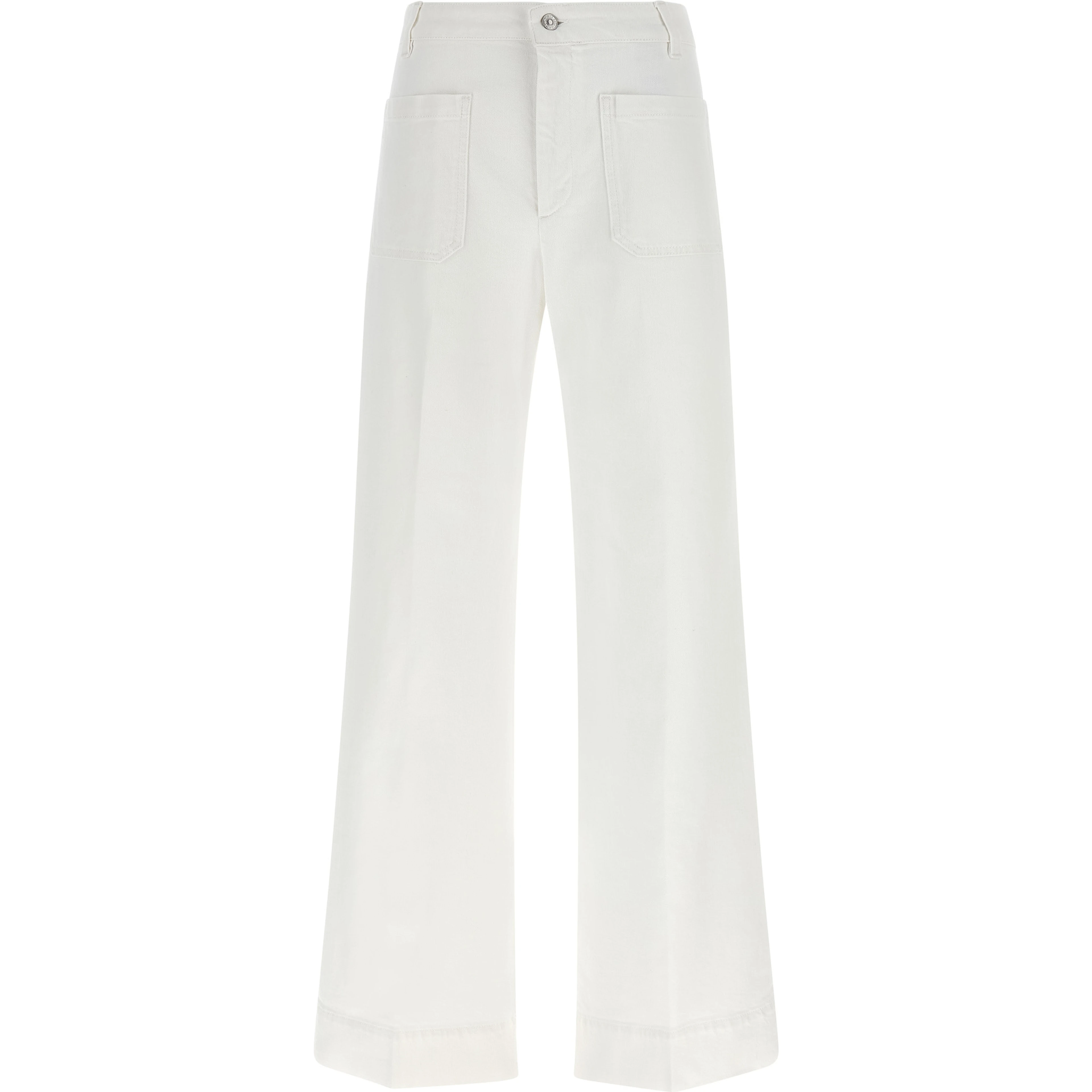 White Cotton Flared Jeans