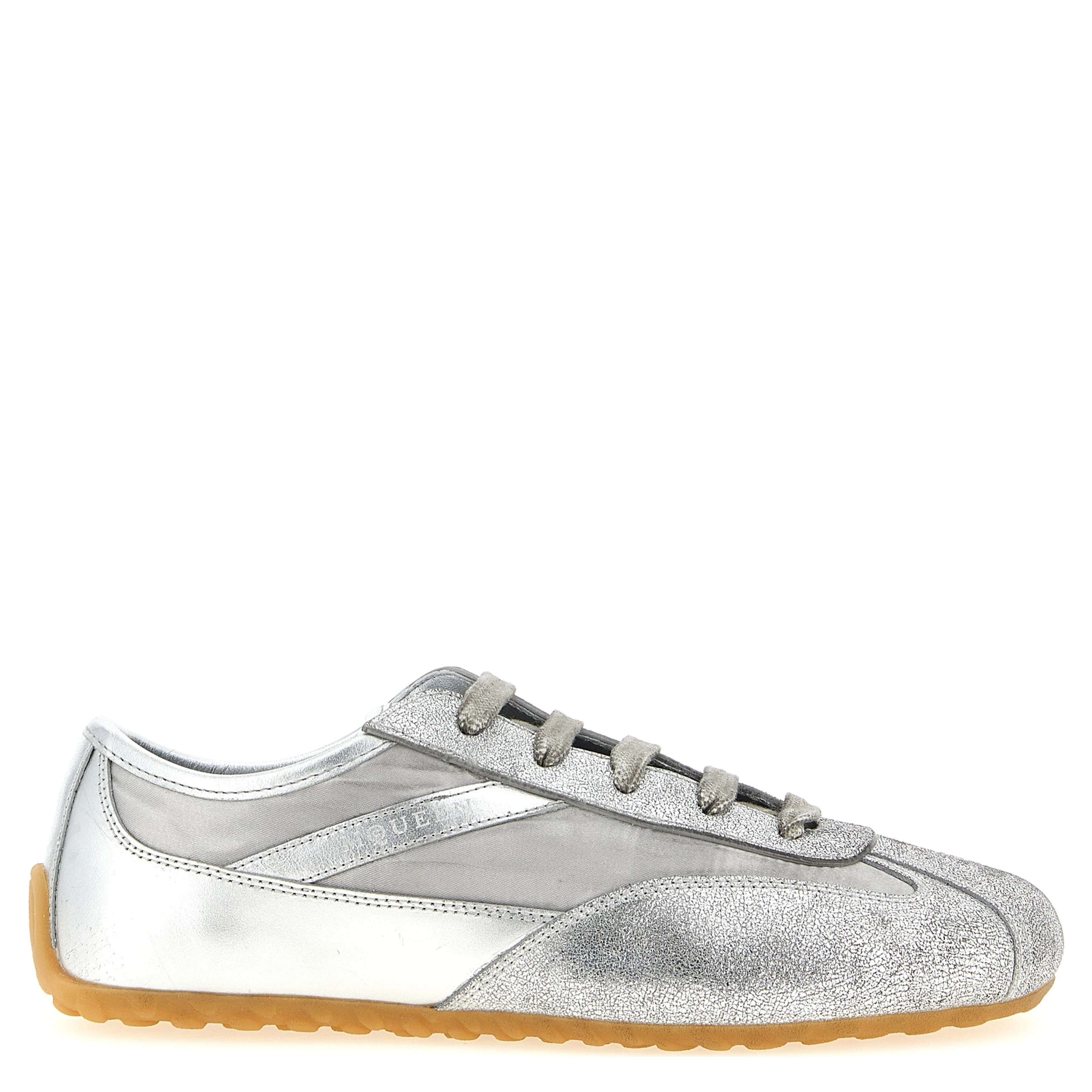 Silver Leather Athletic Sneakers