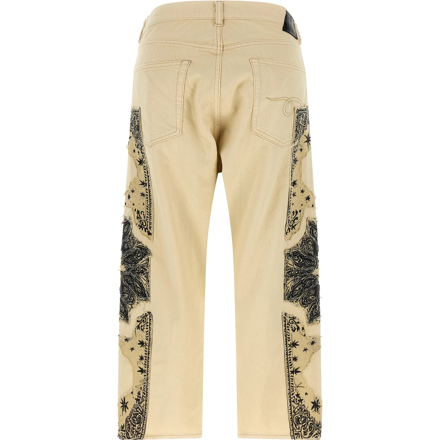 Beige Cotton Straight-Leg Jeans