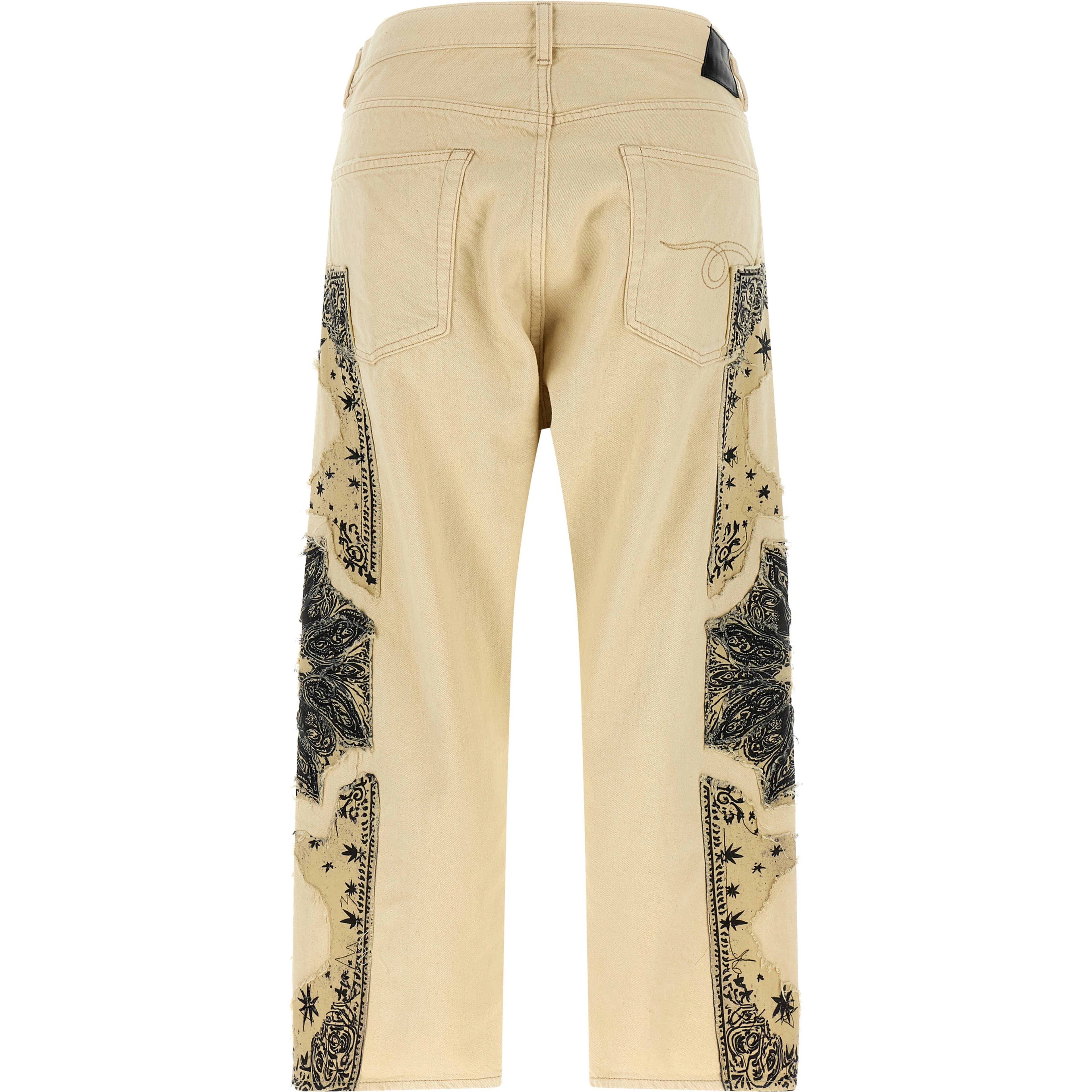 Beige Cotton Straight-Leg Jeans