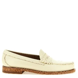 Beige Cowhide Slip-On Loafers