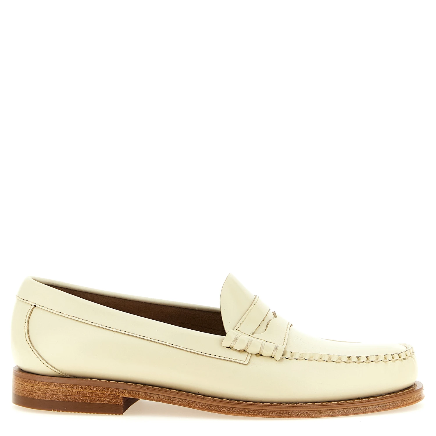 Beige Cowhide Slip-On Loafers