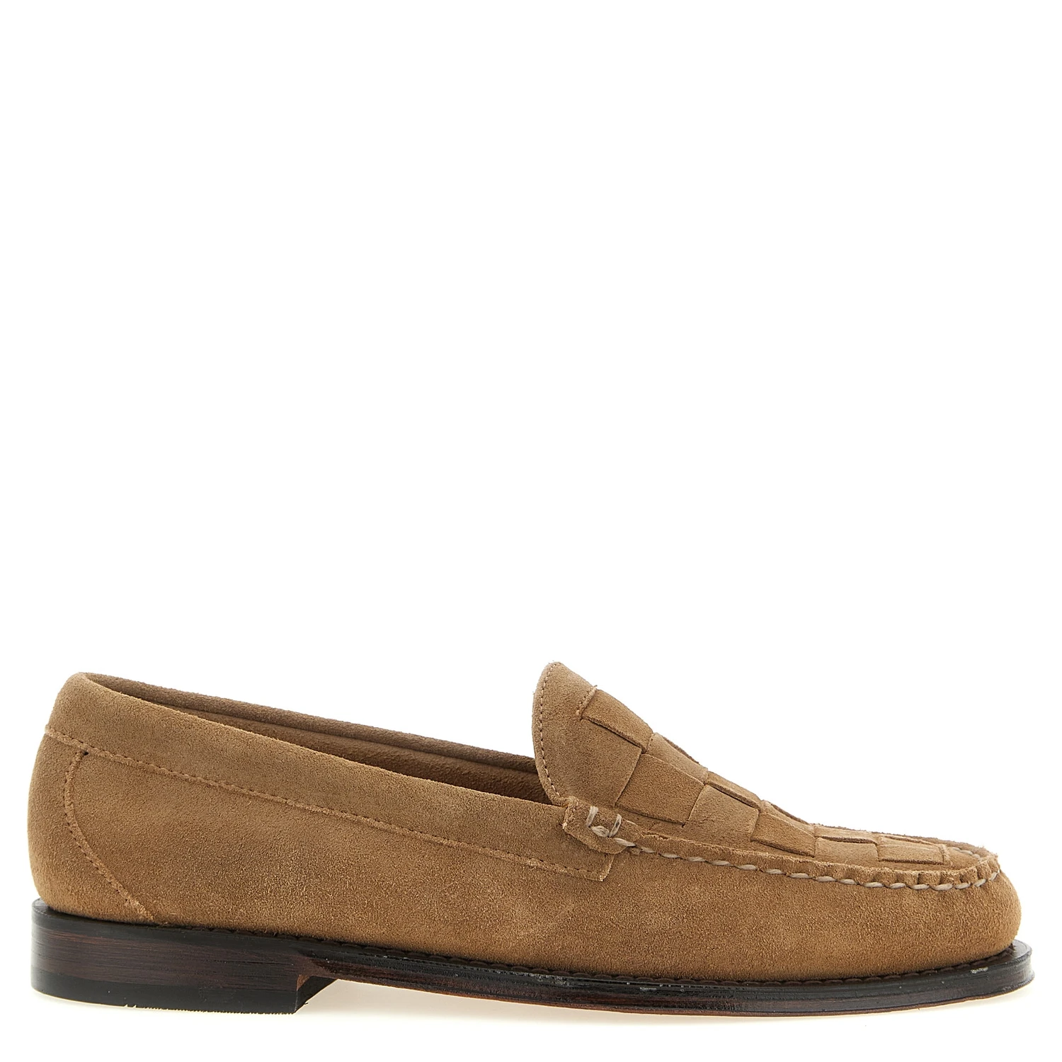 Beige Cowhide Slip-On Loafers