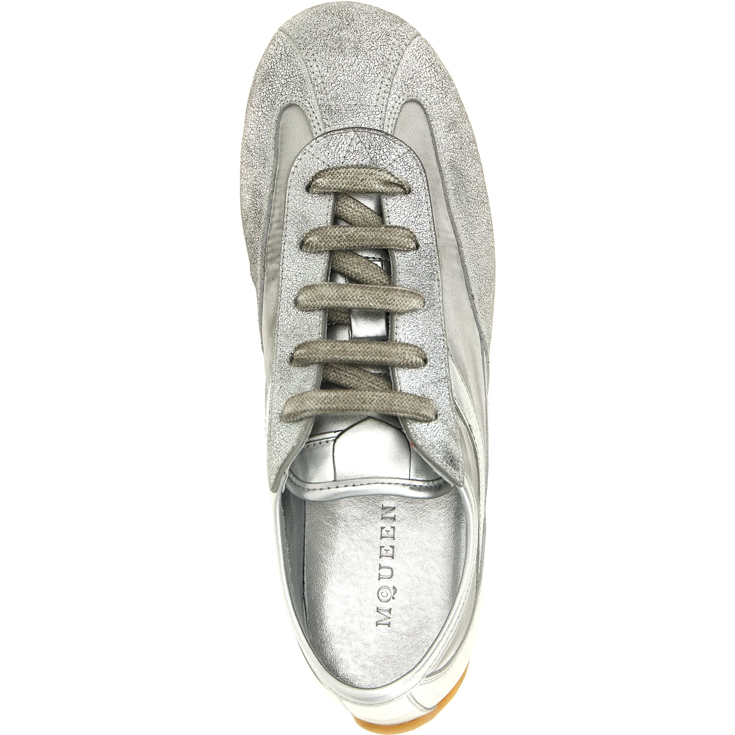 Silver Leather Athletic Sneakers