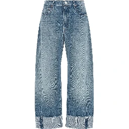 Blue Cotton Cropped Jeans