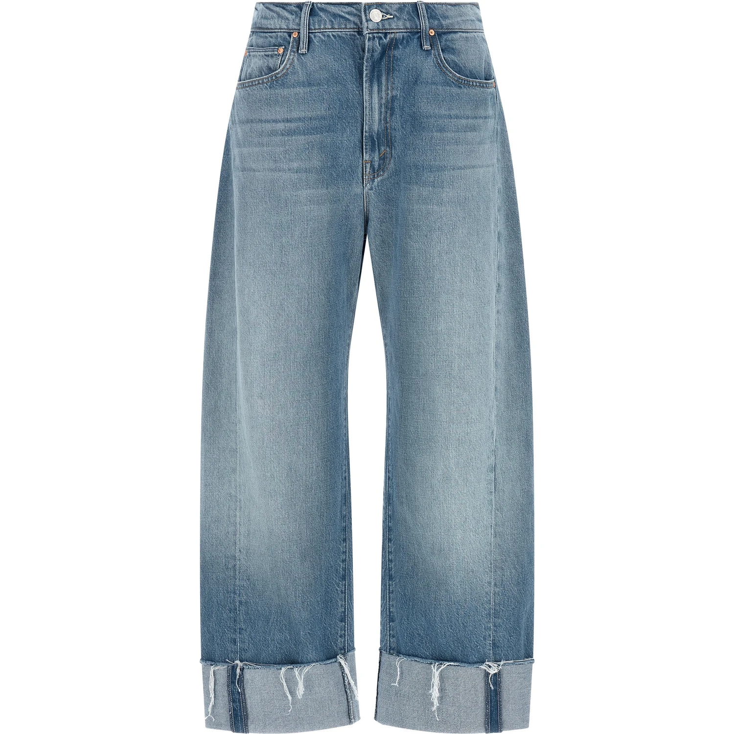 Blue Cotton Cropped Jeans