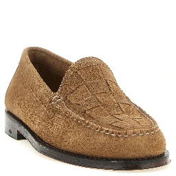 Beige Cowhide Slip-On Loafers