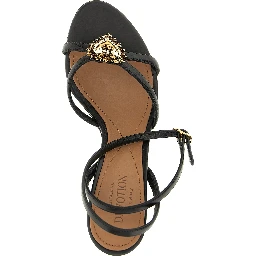 Black Calfskin Stiletto Heel Sandals