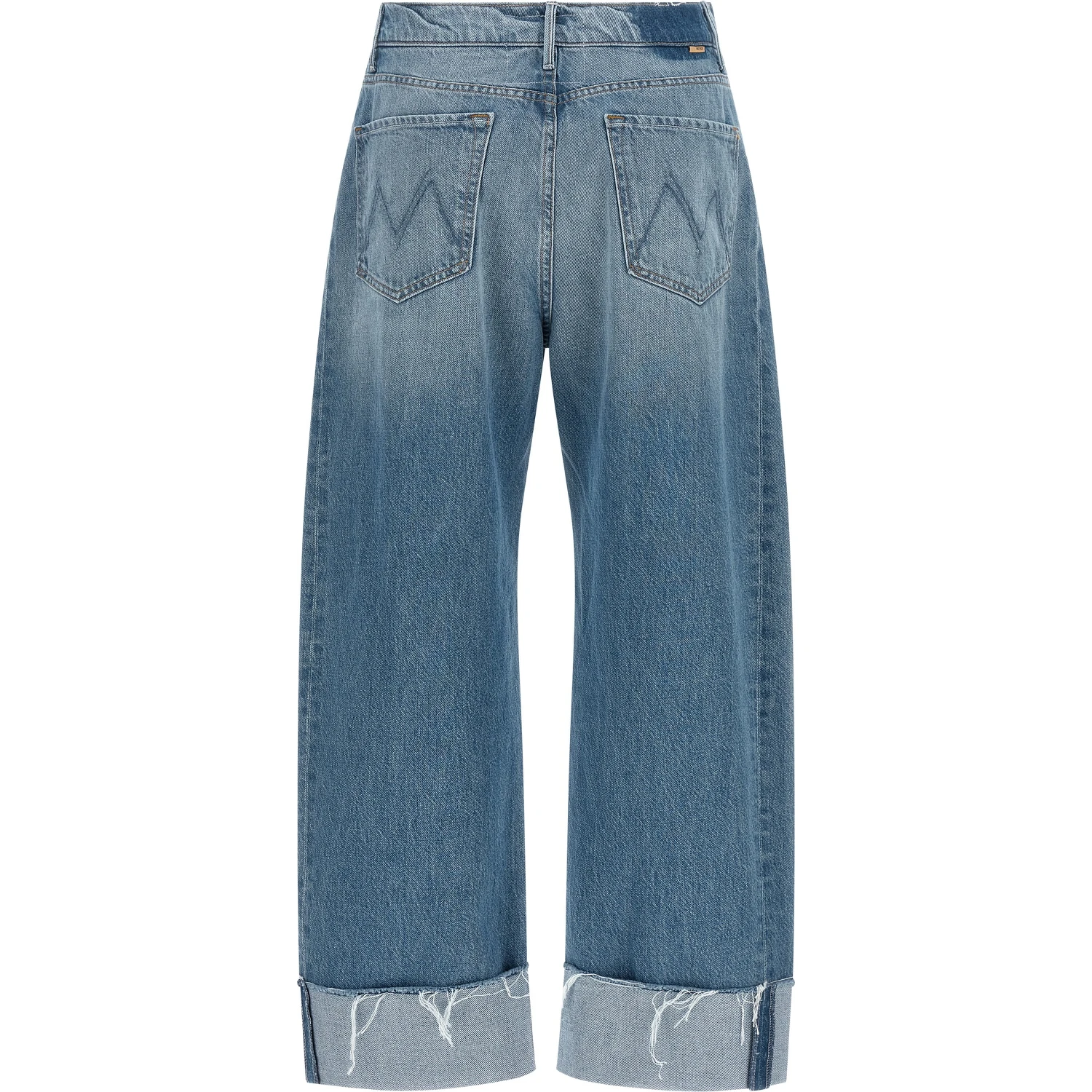 Blue Cotton Cropped Jeans