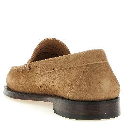 Beige Cowhide Slip-On Loafers