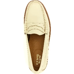 Beige Cowhide Slip-On Loafers