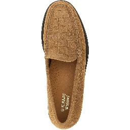 Beige Cowhide Slip-On Loafers