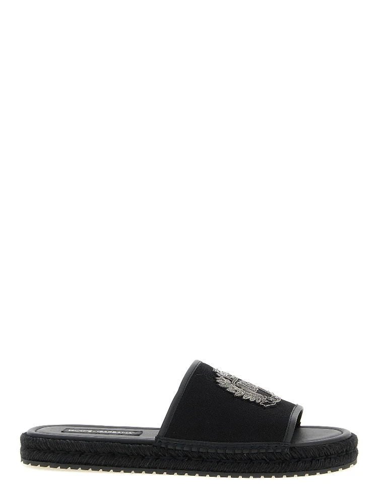 Black Cotton Slides