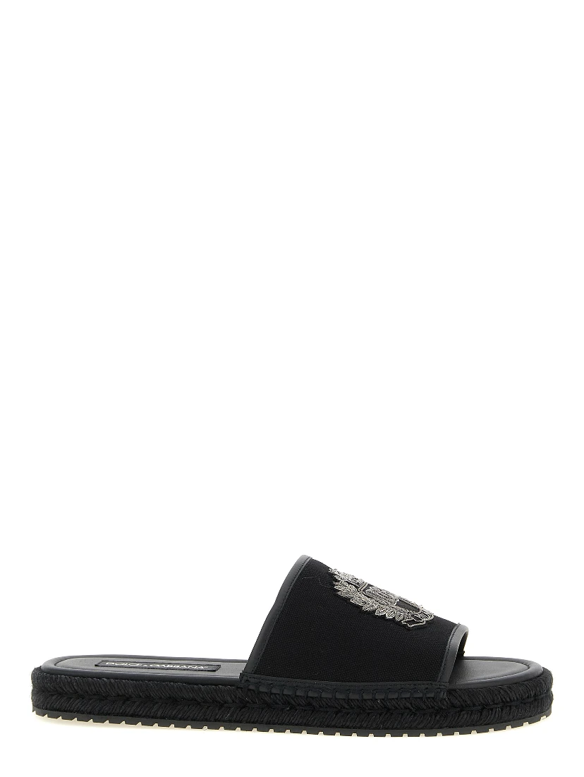 Black Cotton Slides