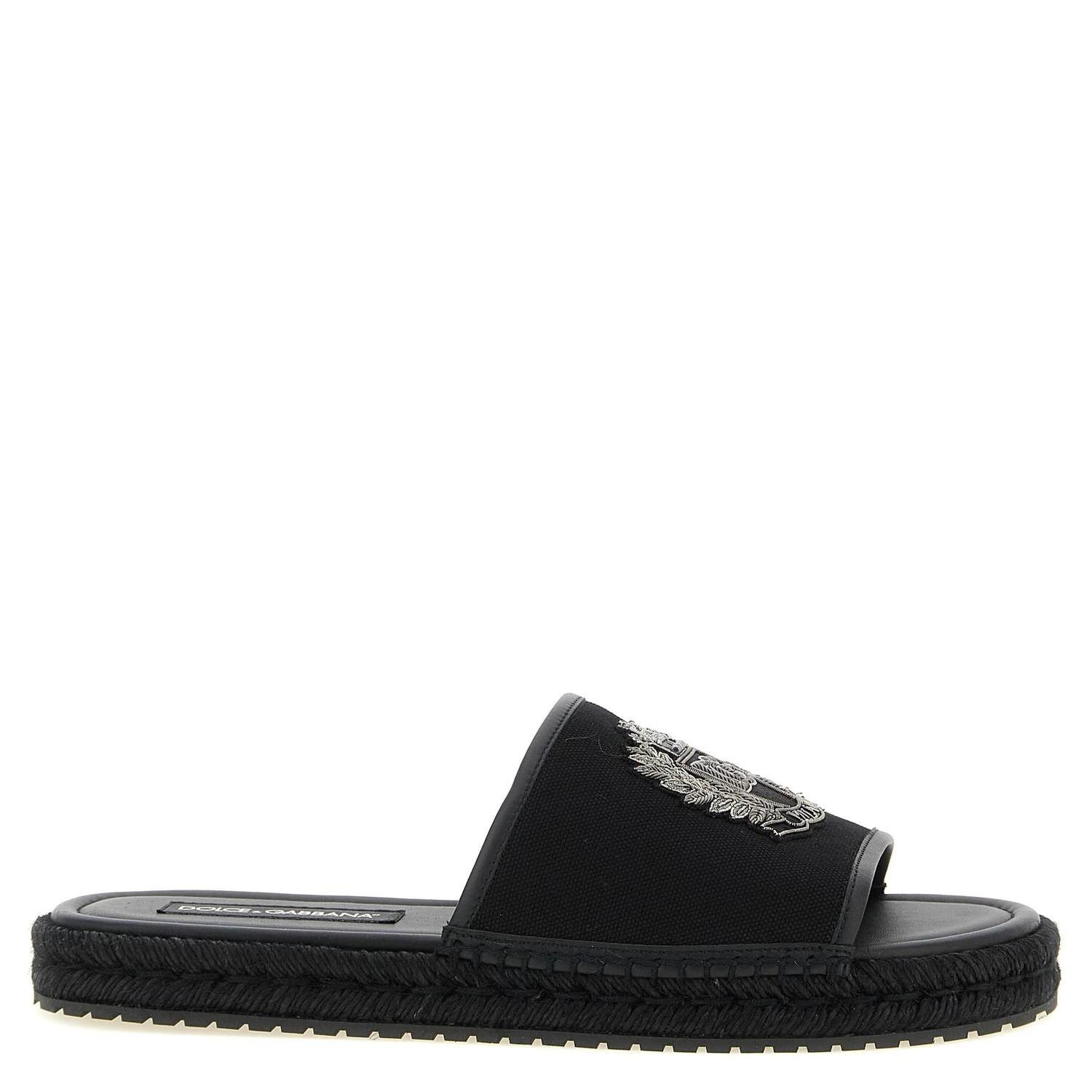 Black Cotton Slides