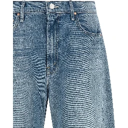 Blue Cotton Cropped Jeans