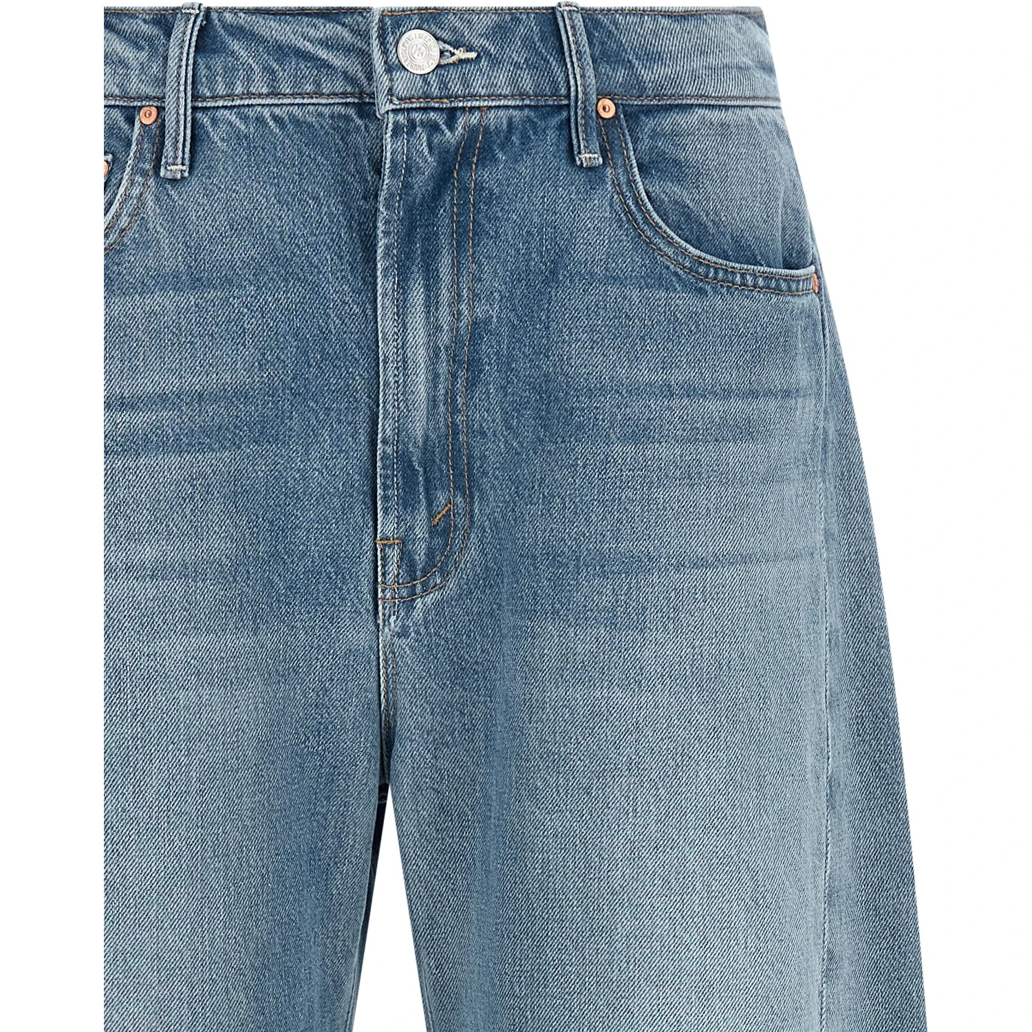 Blue Cotton Cropped Jeans