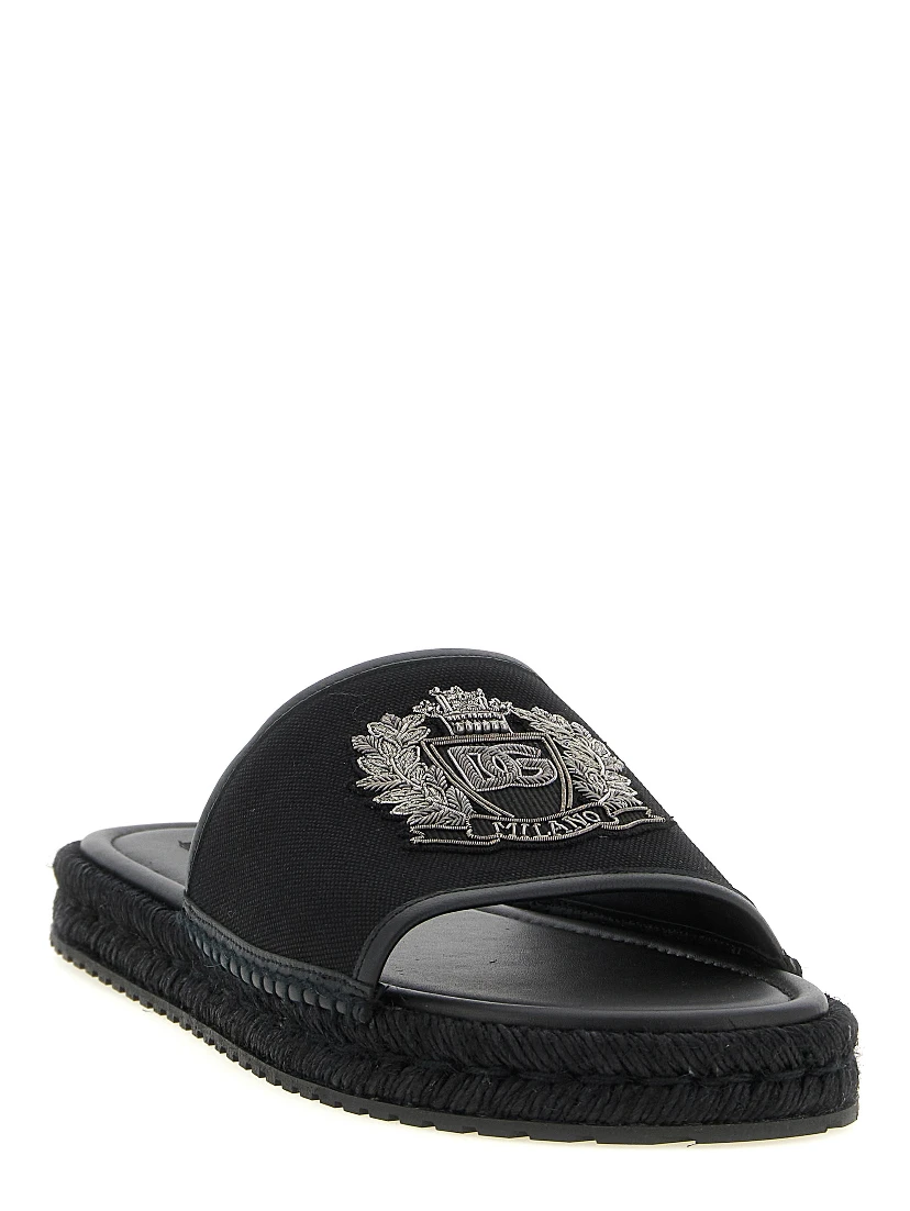 Black Cotton Slides