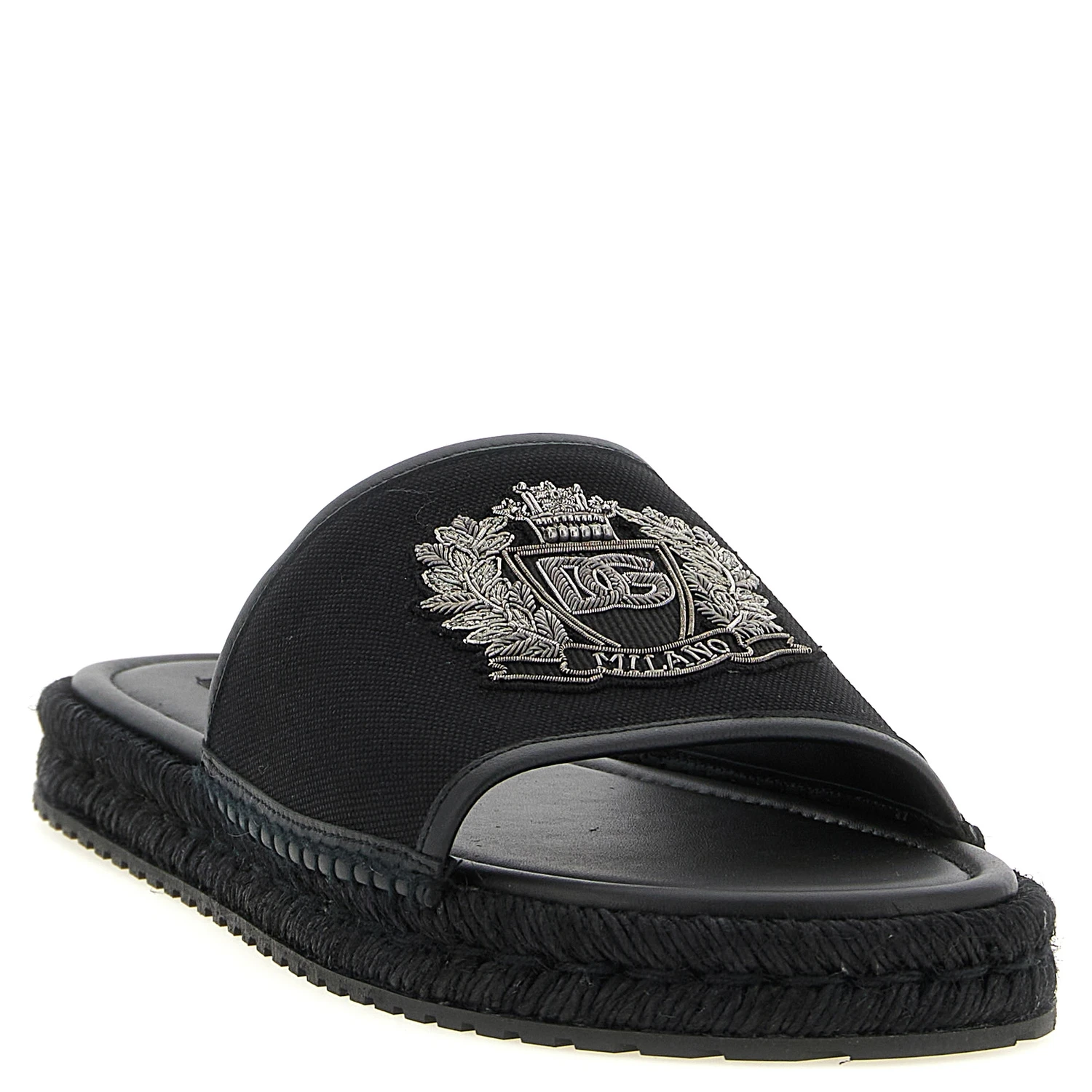Black Cotton Slides