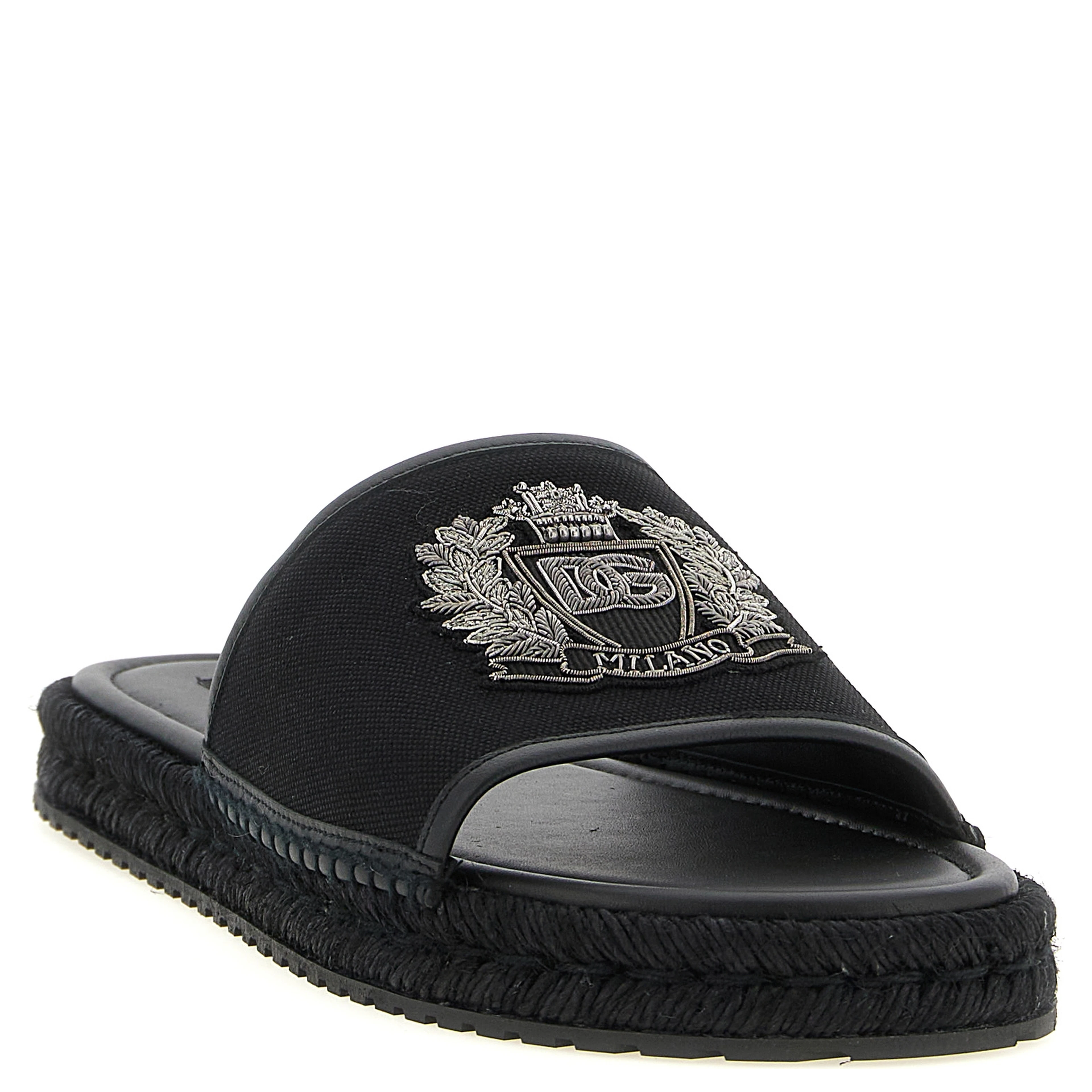 Black Cotton Slides